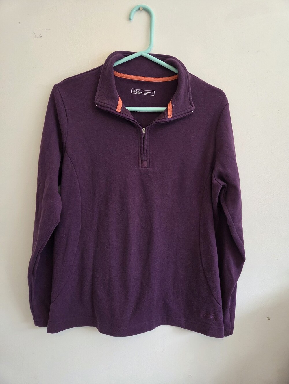Vintage Lady Hagen Golf 1/4 Zip Pullover Purple Orange Trim Size L